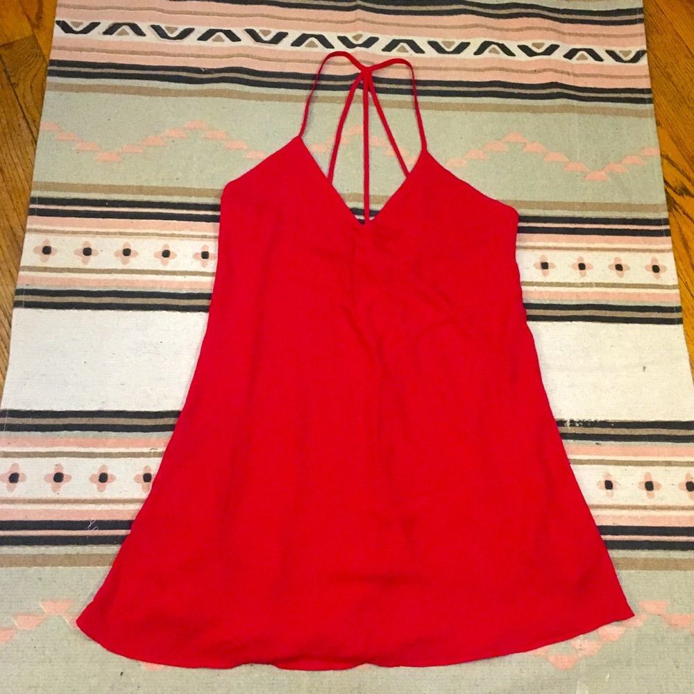 Streetwear Society Small mini dress Spaghetti strap racer back Chffon Red nwt